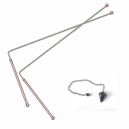 2-pack 99,9% rena kopparspåstavar med slagruta och pendel för andlig energidetektering