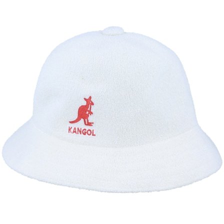 Kangol - White - bucket - Hat - Big Logo Casual White Bucket - Hatstore