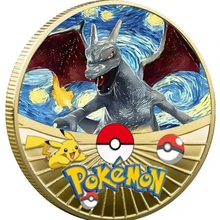 Nytt Pokemon Guldmynt Metall Set Pikachu Charizard Minnesmynt Baby Pokemon Stjärnklar Himmel Oljemålning Mynt Minnesmedalj