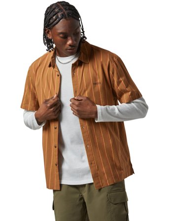 Brixton Cru Stripe S/S Wvn - Orange - S