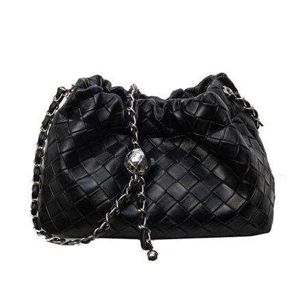 Vävd PU-läderväska, trendig axelremsväska[CH]