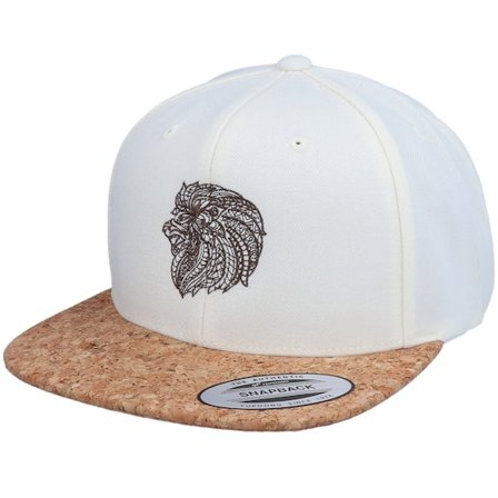 Iconic - Bílá snapback Kšiltovka - Lion Mandala Natural/Cork Snapback @ Hatstore
