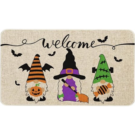 Halloween-gnomer dørmatte (40*60cm) Innendørs utendørs inngangsgulvmatte sklisikker Halloween-dekor gummi