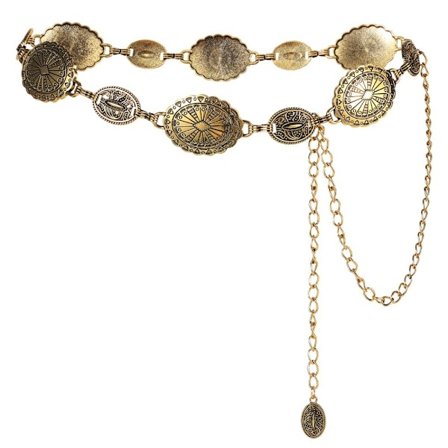 Retro midjekedja i metall för damer, bälte för klänningar/jeans/tröjor