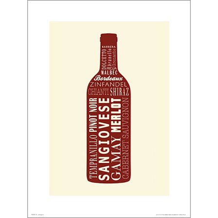Exklusivt Art Print - Wine bottle Red - Rött vin, flaska