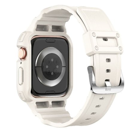 Apple Watch Series 10 42mm Flexibelt enfärgat klockarmband i ett stycke med skyddsfodral - Stjärnljus