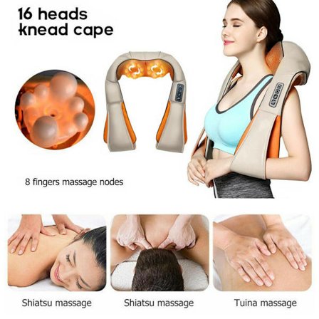 Elektrisk massageapparat shiatsu nakke ryg massage vibration varmefunktion