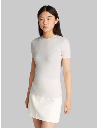 Calvin Klein Modal Rib Slim Ss Top - Cream - S