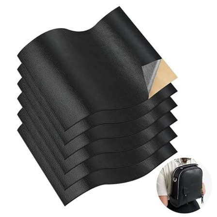 8-Pack Self-Adhesive Repair Patch Faux Leather 20x30 cm Black