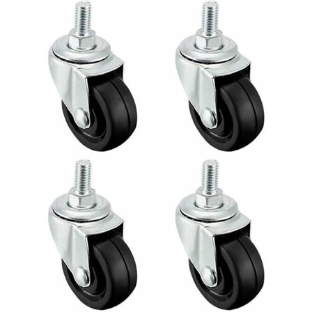 4-pack 40 mm gummihjul med M8 gängad stång