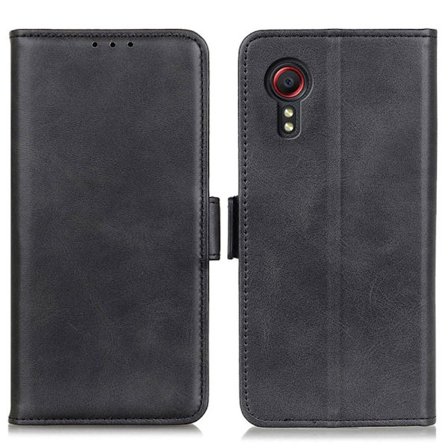 Hållbart konstläder Samsung Galaxy Xcover 7 fodral med plånbok - Svart