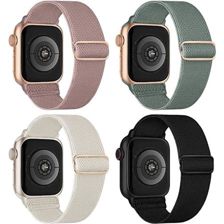 Joustava nylonhihna (4 eri väriä, ei sisälly) Yhteensopiva Apple Watch -rannekkeen 42/44/45 mm kanssa, iWatch sarja 8/Ultra/7/6/5/4/3/2/1 SE 
