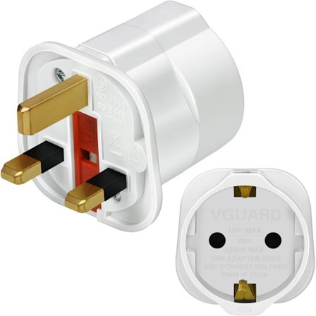 UK Stikkontakt Adapter, 1 Pak EU til UK Stikkontakt Adapter 2-polet Stik Adapter til 3-polet til Rejse Elektronisk Enhed - Hvid