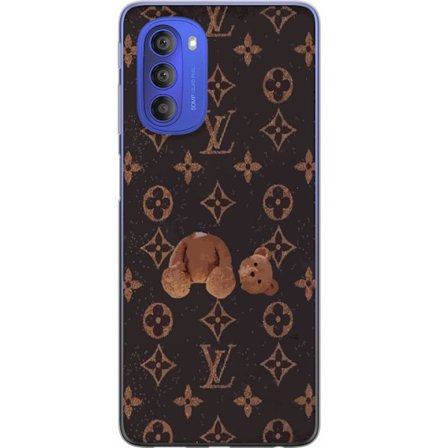 Kompatibel Mobilcover til Motorola Motorola Moto G51 5G Luksuriøst monogrammønster med knust bamse i mørk modeæstetik