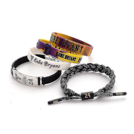 5 st Silikonsarmband Kobe Bryant Basketboll Sportarmband Justerbar Vävd Skosnöre Armband