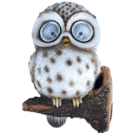 Dekorativ vegg skulptur ugle form sol LED lys hage lys ugle plen lampe sol LED lys sol ugle lys grå