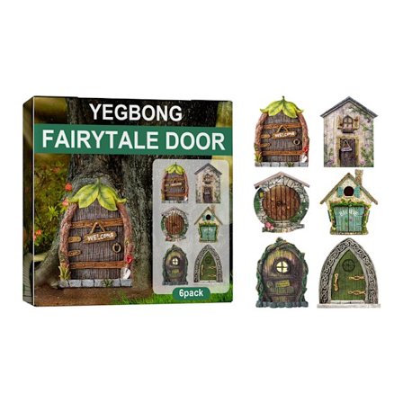 Fairy Door Set med 6 Miniature Gnome Door Set Pixie Miniature