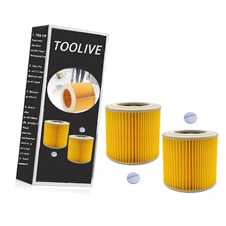 2-pack filterpatroner för Kärcher Premium WD3 WD2 MV2 MV3 WD 3P, WD 3.200, WD 3.500 P, SE 4001, SE 4002, A2054, A2004, A2254, A2604, dammsugare