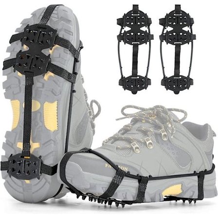 ING Anti-slip skosål, 24 pigge for forbedret greb, Anti-slip pigge, Velegnet til isstøvler og skistøvler, Størrelse L, størrelser 35-40