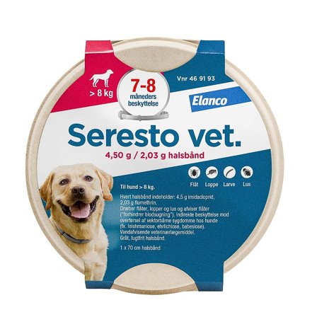 Seresto Vet Halsbånd til Hund og Kat Over 8 kg., Tøj & Bolig, Flåter & Lopper, Flåt- Og Loppemiddel Til Hunde