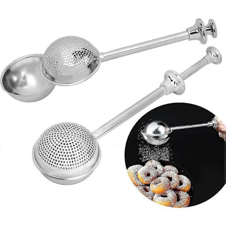 Sikt for Baking - 2-pakning Pulver- og Mjølstrøer, Rustfritt Stål, Tung