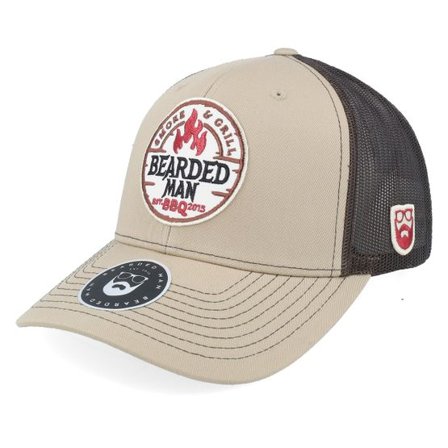 Bearded Man - Beige trucker Keps - Smoke Grill Bbq Logo 112 Khaki/Coffee Trucker @ Hatstore