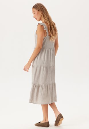 VERO MODA - Vmlinn Sl Calf Button Dress - Moon Rock Detail:melange - Kläder - - Bubbleroom