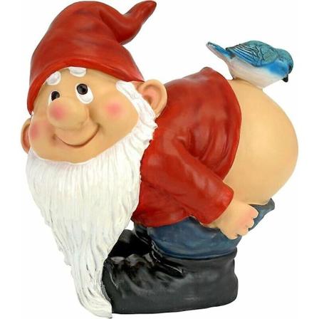 Rumpe-nisse hagestatue, medium 11 cm, polyresin, full color-palett [energiklasse A+++]