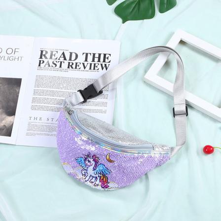 Mænd kvinder Fanny Pack taljetaske Tegneserie pailletter Sport Havfrue Moderigtigt kosmetik til kvinder 708 unicorn-6