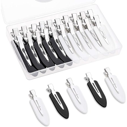 20 stk. bulefri hårklemmer med opbevaringsboks, ingen foldeklemme krølleklemmer til makeup frisør daglig brug (sort, hvid)