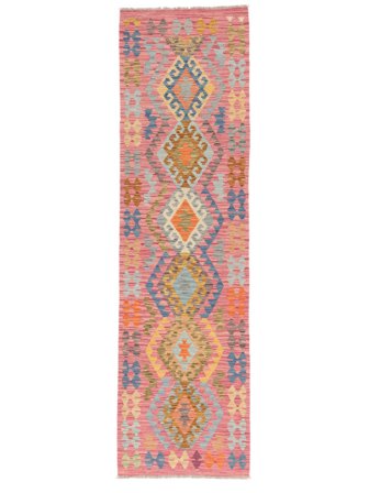 Handgeweven Kelim Afghan Old Style Vloerkleed 83X297 Wol Rood/Bruin Klein