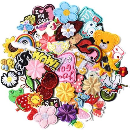 #Paket med 60 Snygga Broderade Stryk- och Sy-på-lapparna för Jackor, Hattar, Ryggsäckar, Jeans - Slumpmässigt Sortiment#