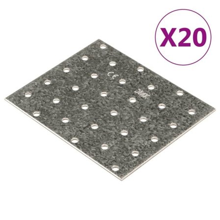 vidaXL Hålplatta 20 st 2 mm 120x100 mm galvaniserat stål