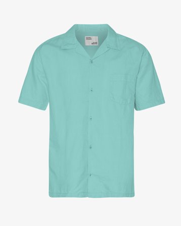 Linen Short Sleeved Shirt - Teal Blue S