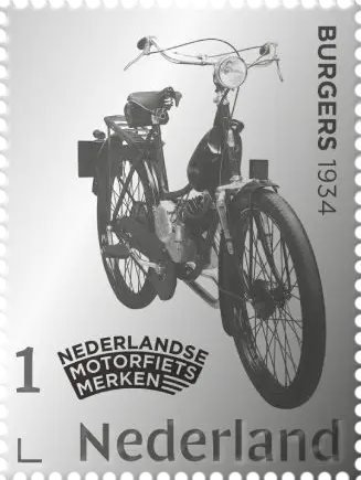 Holland - Motorcykel Burgers 1934 - Postfrisk sølvfrimærke i folder