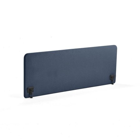 Desk screen ZONE, black brackets, 1800x650x36 mm, fabric Hush, navy blue