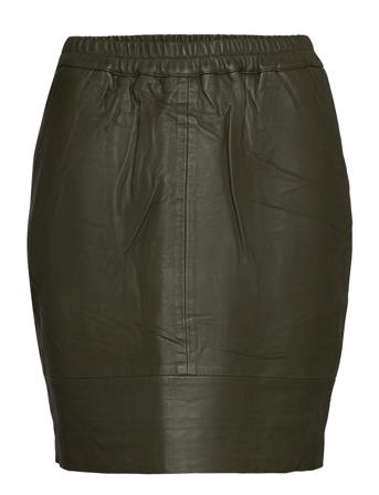 Leather Skirt W. Elastic In Waist Kort Nederdel Grøn Coster Copenhagen