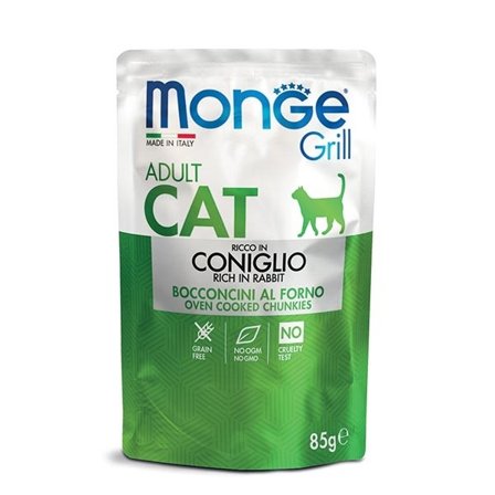 Monge Grill Adult Ricco in Coniglio Cibo Umido Per Gatti Adulti