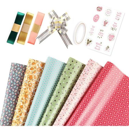 Gavepapirark, bursdagsinnpakningspapir inkludert 6 innpakningspapir, gavepapir