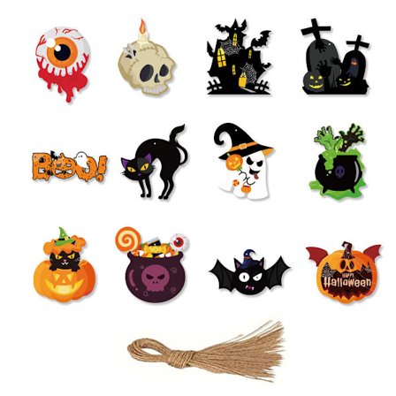 Halloween fest dekoration vedhæng sæt græskar kranie hjemsøgt hus tag