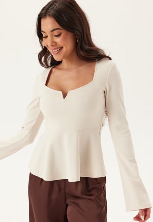 BUBBLEROOM-Long Sleeve Peplum Top-M