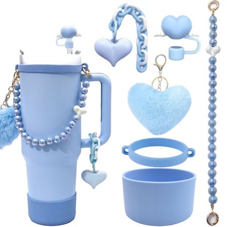 Stanley Cup -tarvikesarja helmiketjulla, kukkamuotoisella pillillä ja tupsulla