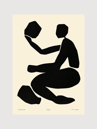 Poster med en svart abstrakt grafiskt figur | Kunstary.com, 70x100 cm