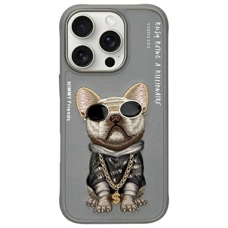 Nimmy Glasses Cool Dog iPhone 16 Pro Case - harmaa