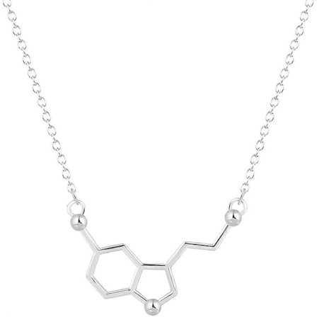 Sølv Serotonin Molekyl Hengesmykke, Organisk Kjemi Smykker for Vitenskapselskende, Gave til en Vitenskapsstudent