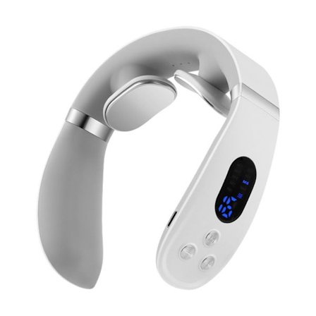 Bærbar Nakkemassasjeapparat Varme Dypvev 3D Massasje Oppladbar Nakke- og Skuldermassasjeapparat Hvit