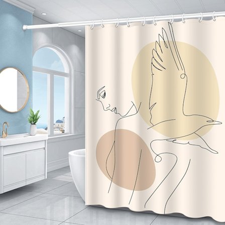 Enkelt nordisk Morandi-farget dusjforheng, vanntett kors-