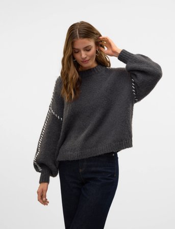 Vero Moda Vmfeng Ls O-Neck Pullover Ga Boo - Grey - L