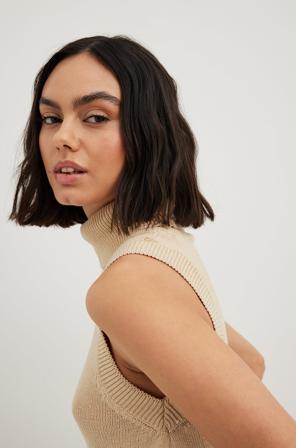 NA-KD Haut en tricot à col roulé - Hauts en maille - Beige - XX-Large