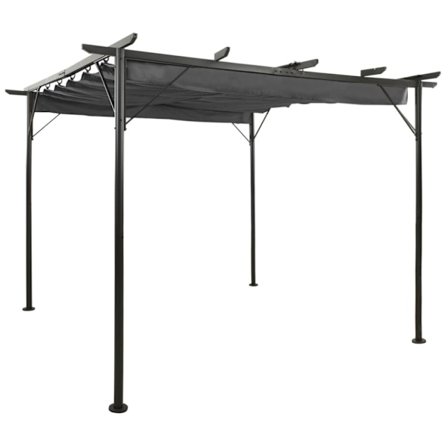 Pergola med infällbart tak antracit 3x3 m stål 180 g/m²